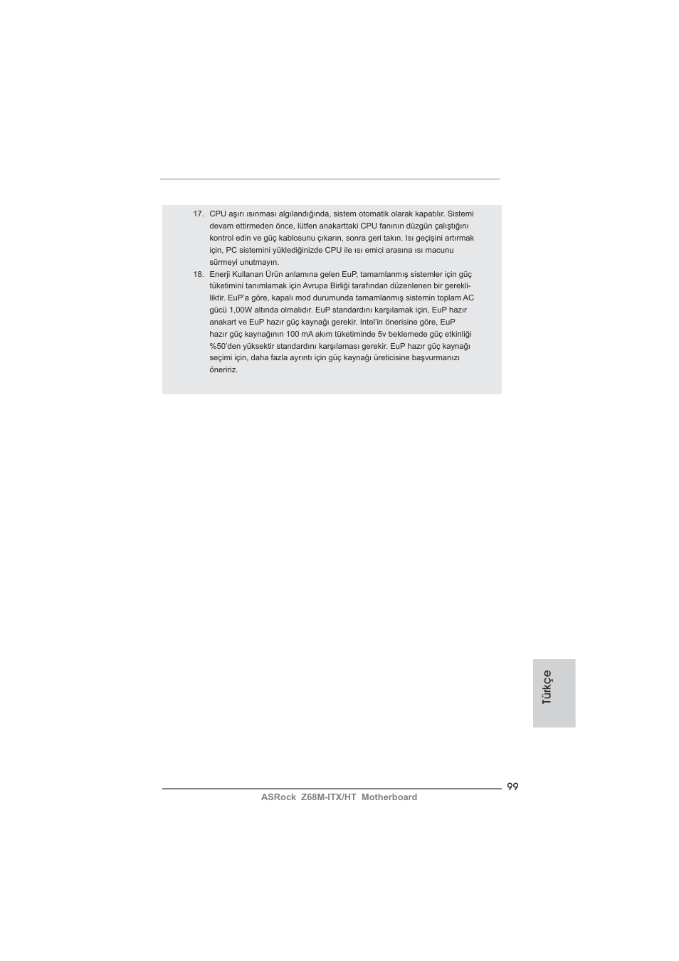 Türkçe | ASRock Z68M-ITX__HT User Manual | Page 99 / 154
