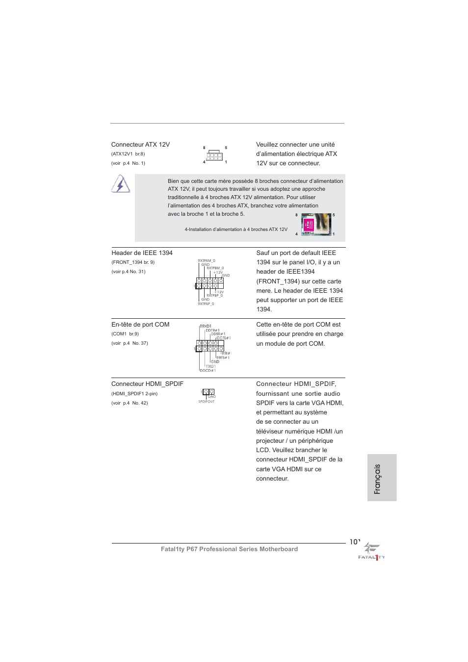 Français | ASRock Fatal1ty P67 Professional User Manual | Page 101 / 314