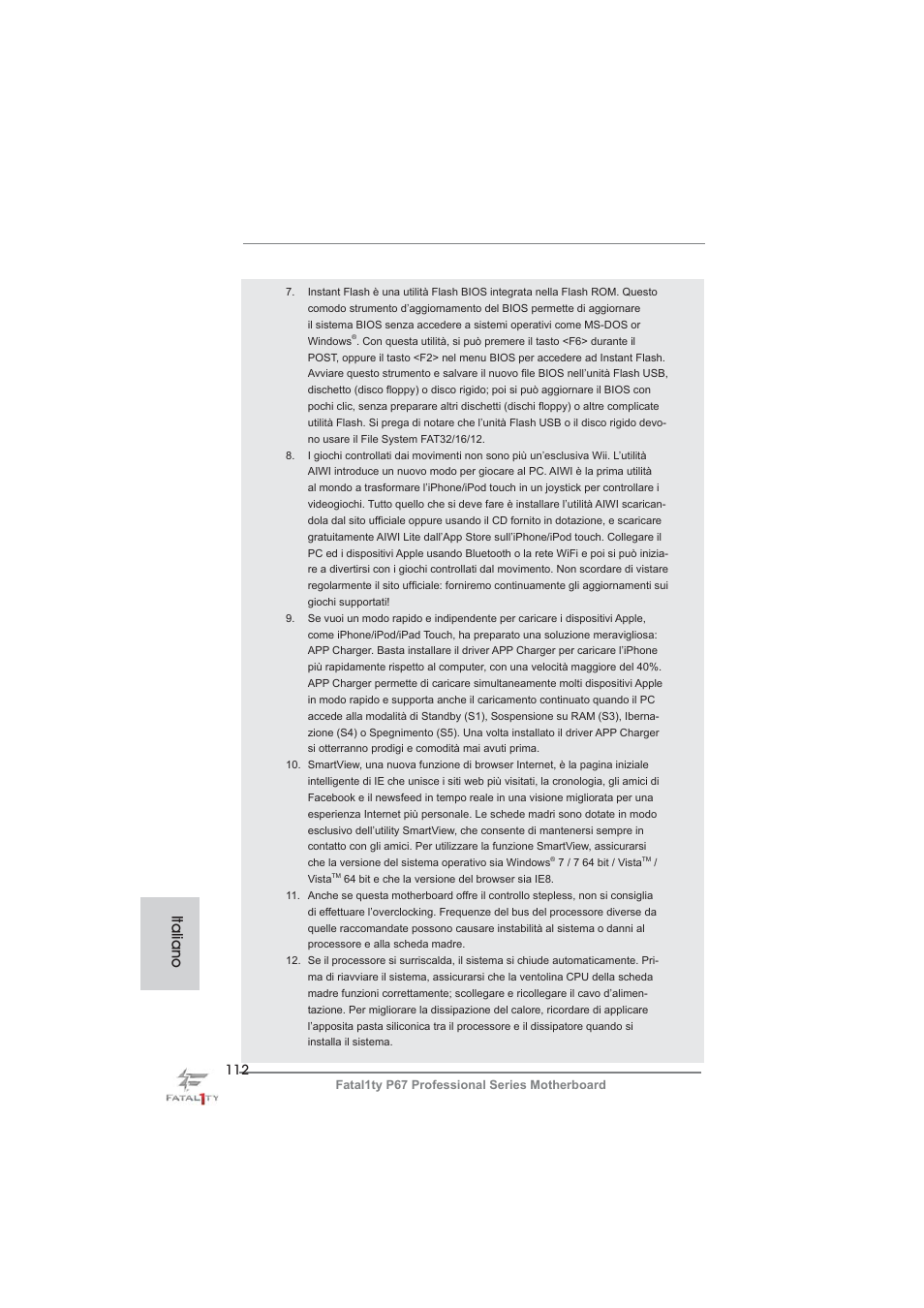 Italiano | ASRock Fatal1ty P67 Professional User Manual | Page 112 / 314