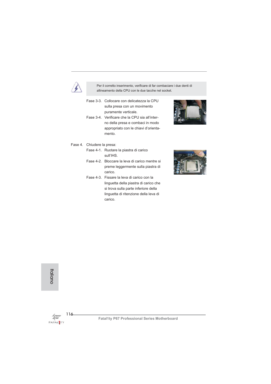 Italiano | ASRock Fatal1ty P67 Professional User Manual | Page 116 / 314