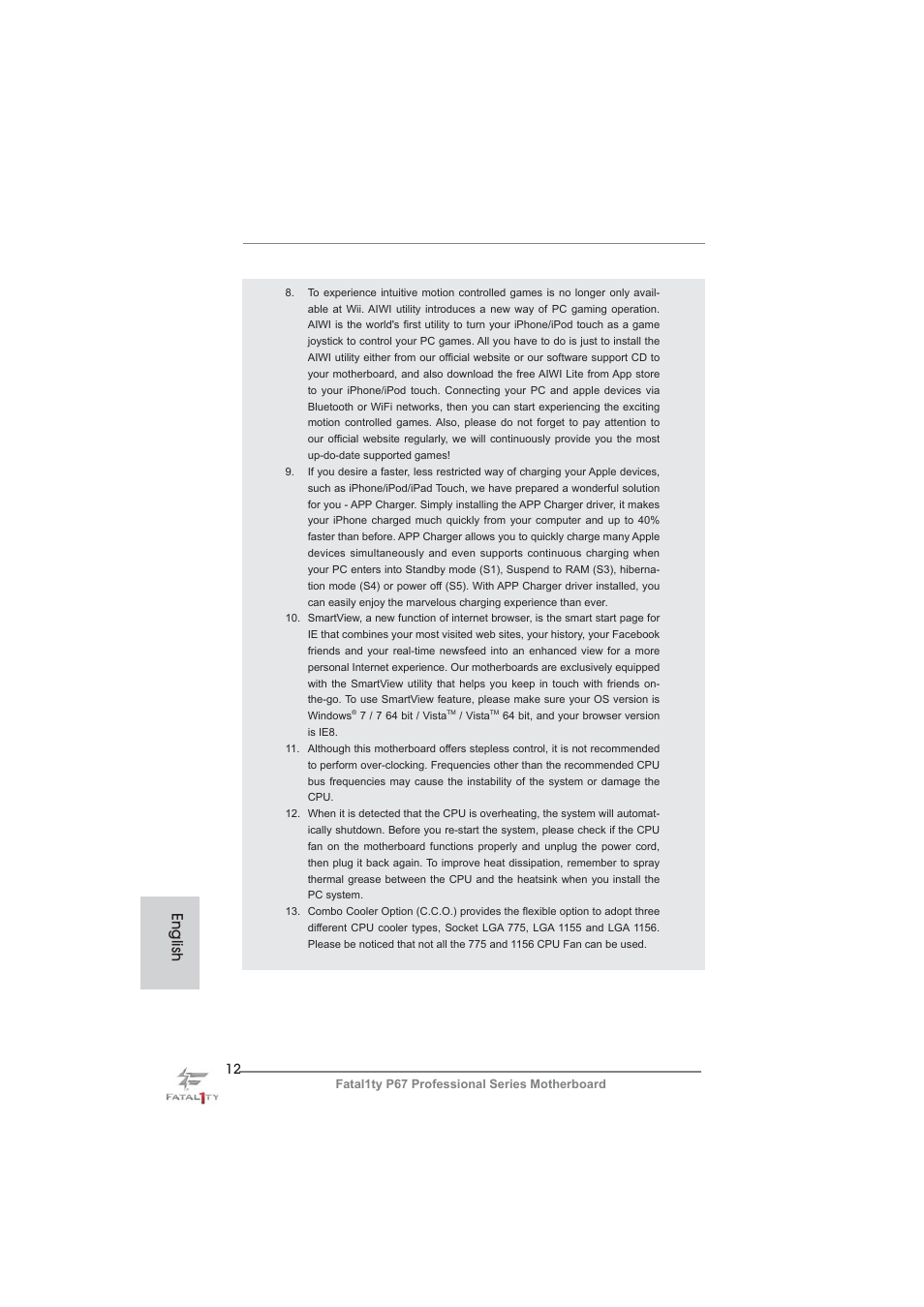 English | ASRock Fatal1ty P67 Professional User Manual | Page 12 / 314