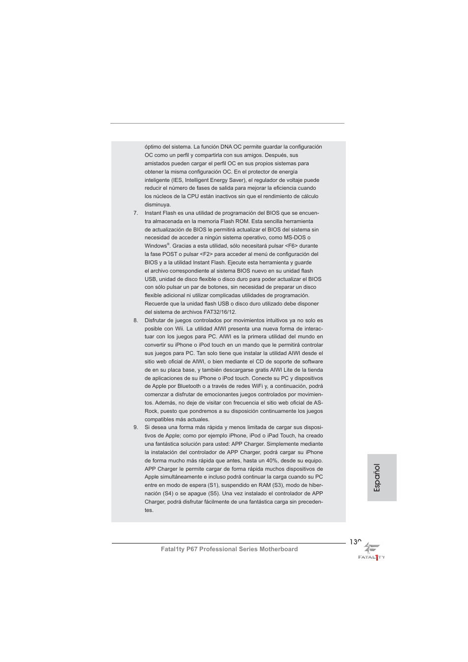 Español | ASRock Fatal1ty P67 Professional User Manual | Page 139 / 314