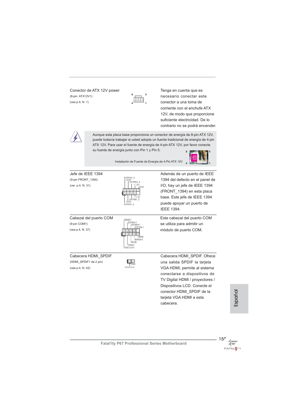 Español | ASRock Fatal1ty P67 Professional User Manual | Page 155 / 314