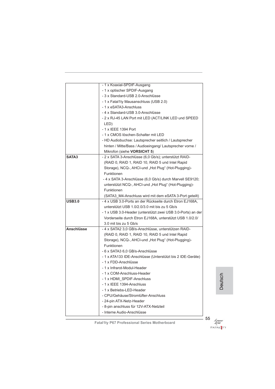 Deutsch | ASRock Fatal1ty P67 Professional User Manual | Page 55 / 314