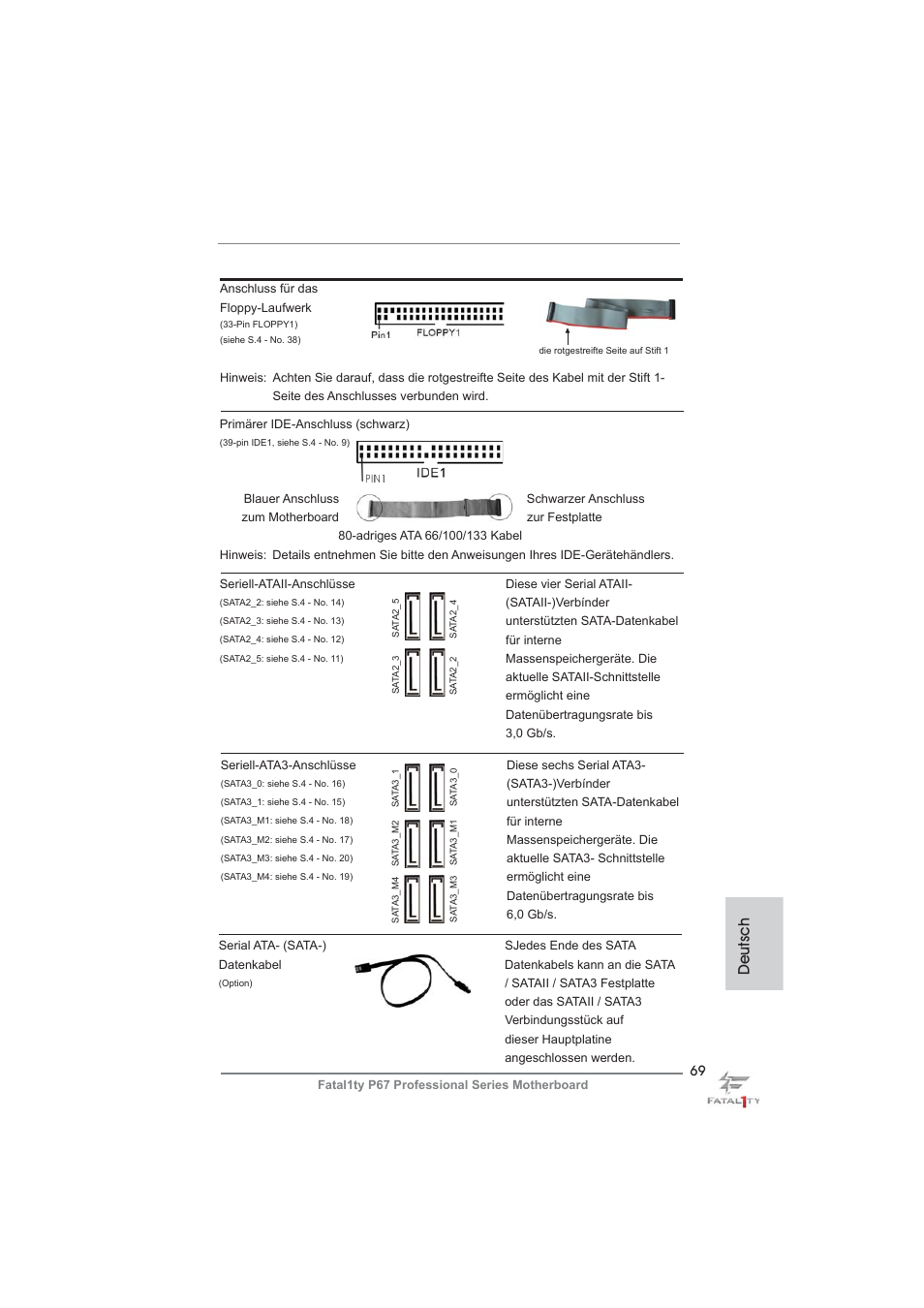 Deutsch | ASRock Fatal1ty P67 Professional User Manual | Page 69 / 314
