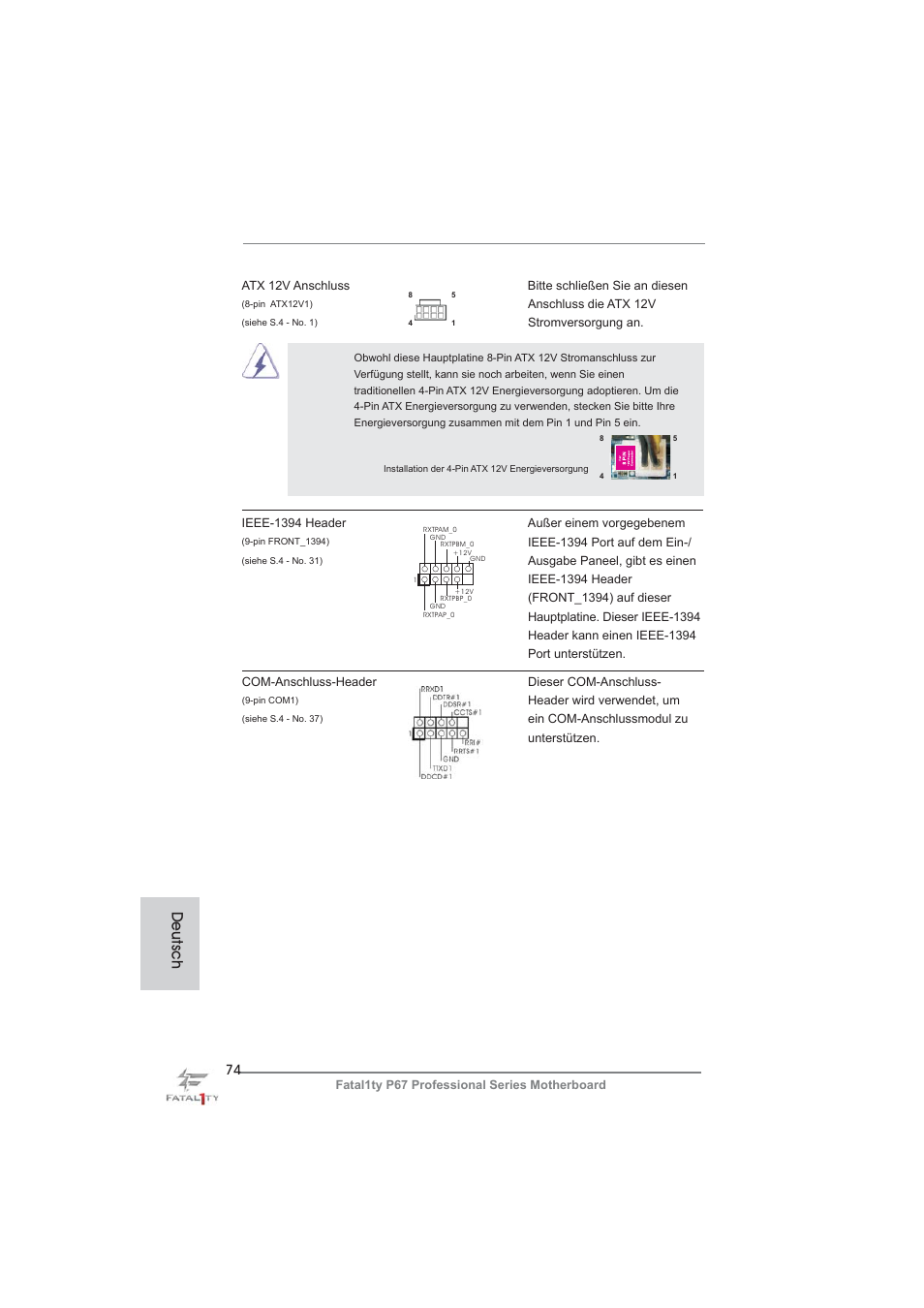 Deutsch | ASRock Fatal1ty P67 Professional User Manual | Page 74 / 314