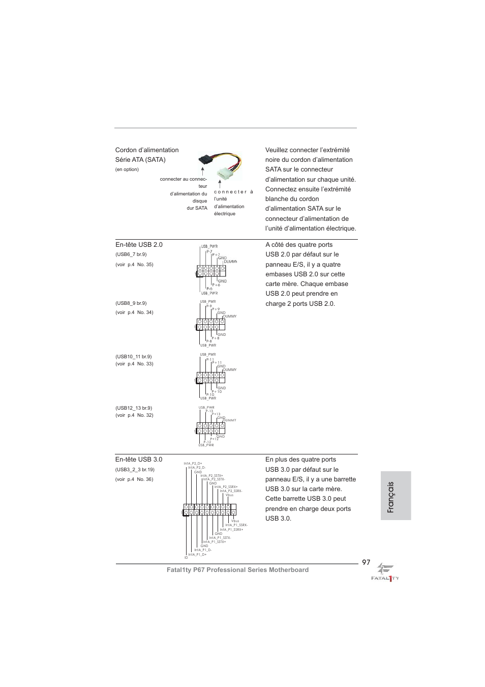 Français | ASRock Fatal1ty P67 Professional User Manual | Page 97 / 314