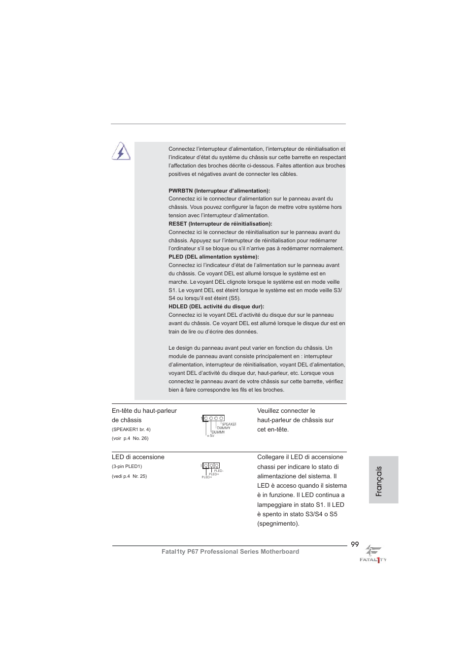 Français | ASRock Fatal1ty P67 Professional User Manual | Page 99 / 314