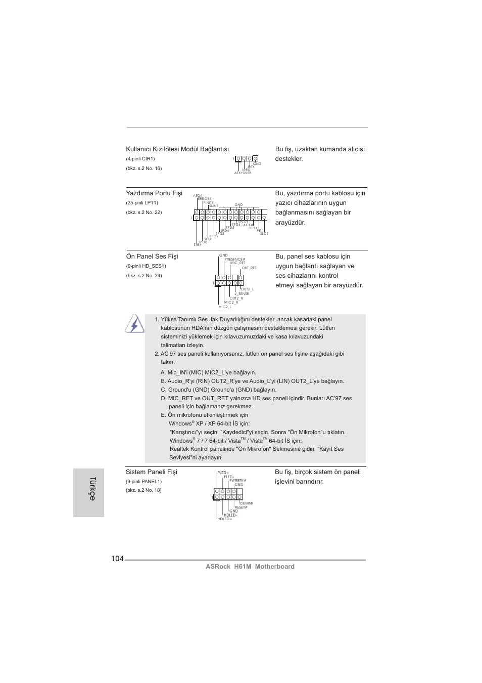 Türkçe | ASRock H61M User Manual | Page 104 / 158