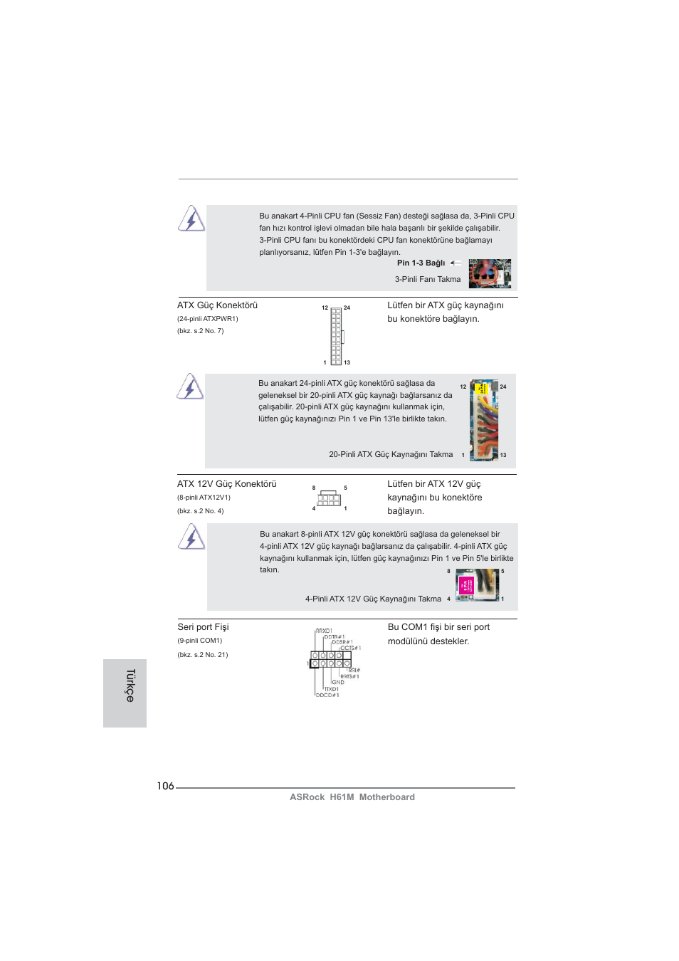 Türkçe | ASRock H61M User Manual | Page 106 / 158