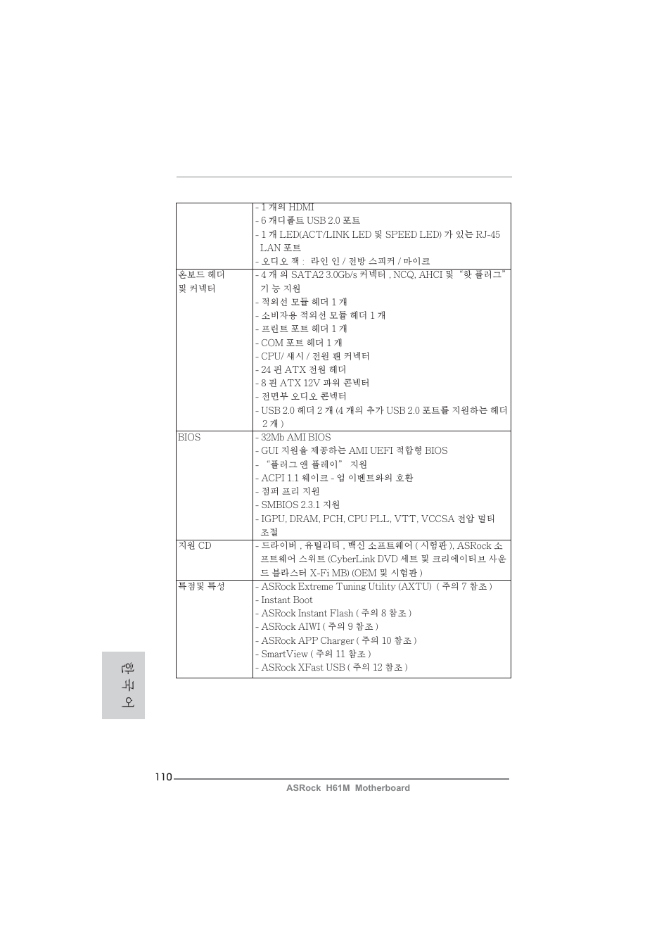 한 국 어 | ASRock H61M User Manual | Page 110 / 158