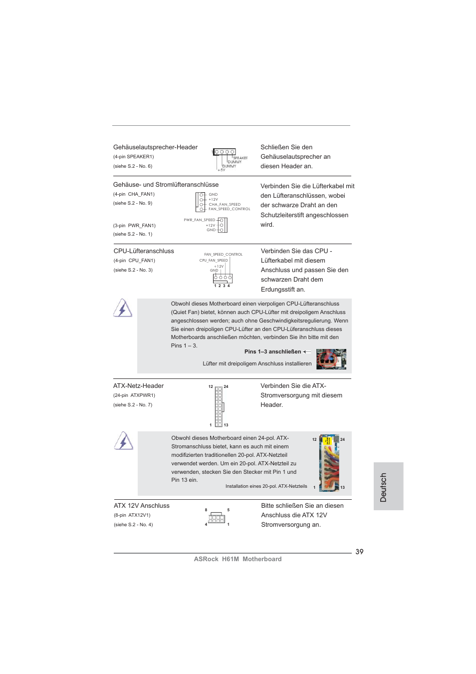 Deutsch | ASRock H61M User Manual | Page 39 / 158