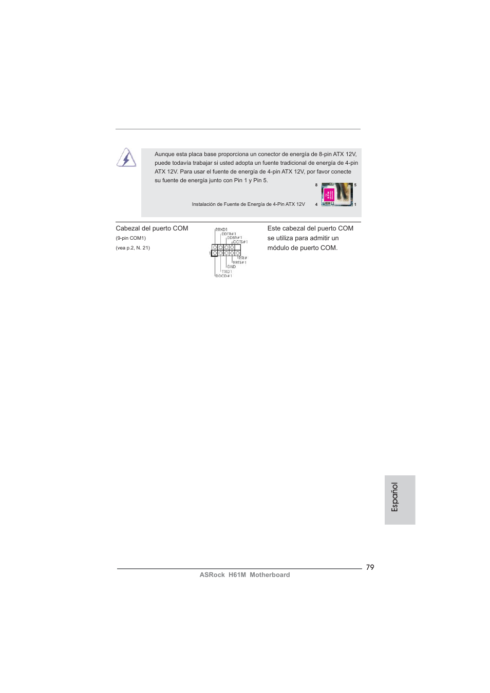 Español | ASRock H61M User Manual | Page 79 / 158