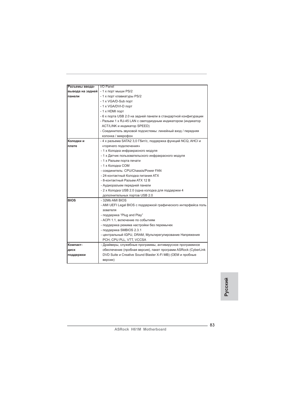 Ру сский | ASRock H61M User Manual | Page 83 / 158