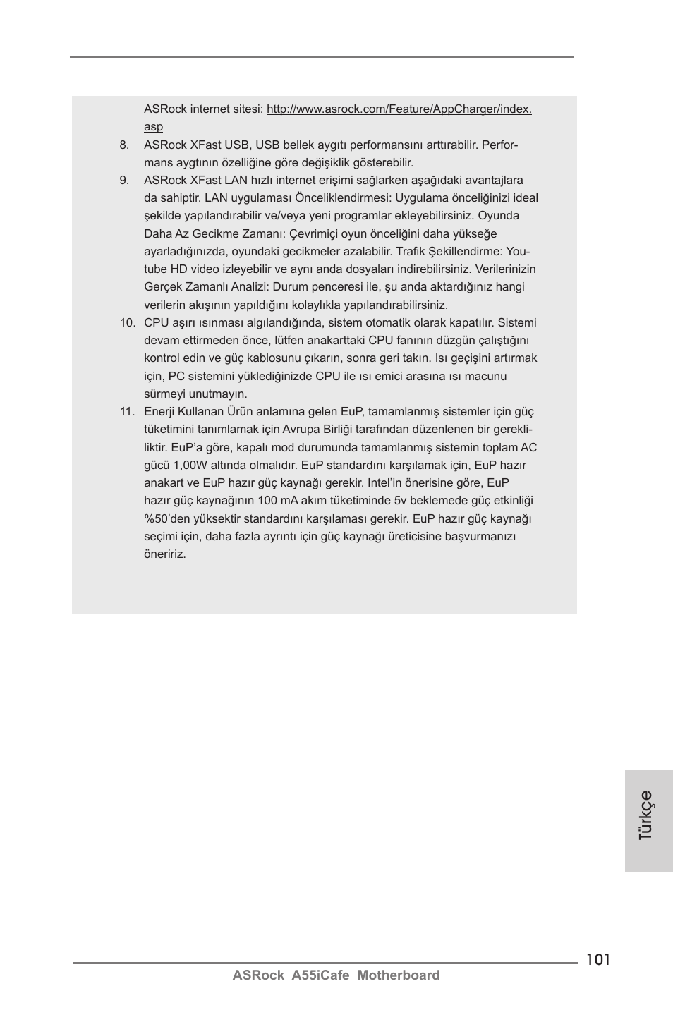 Türkçe | ASRock A55iCafe User Manual | Page 101 / 115