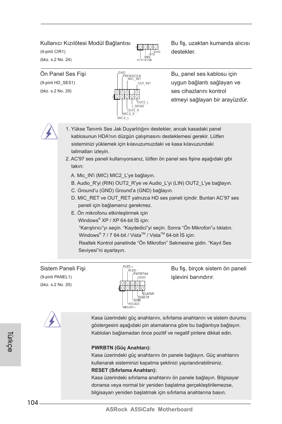 Türkçe | ASRock A55iCafe User Manual | Page 104 / 115