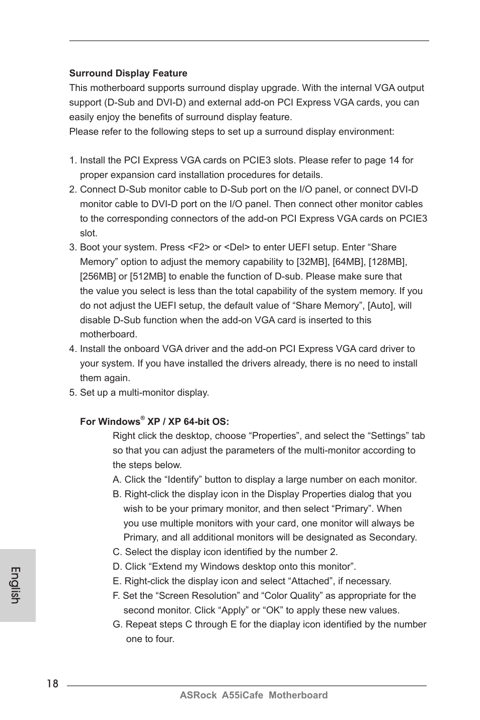English | ASRock A55iCafe User Manual | Page 18 / 115