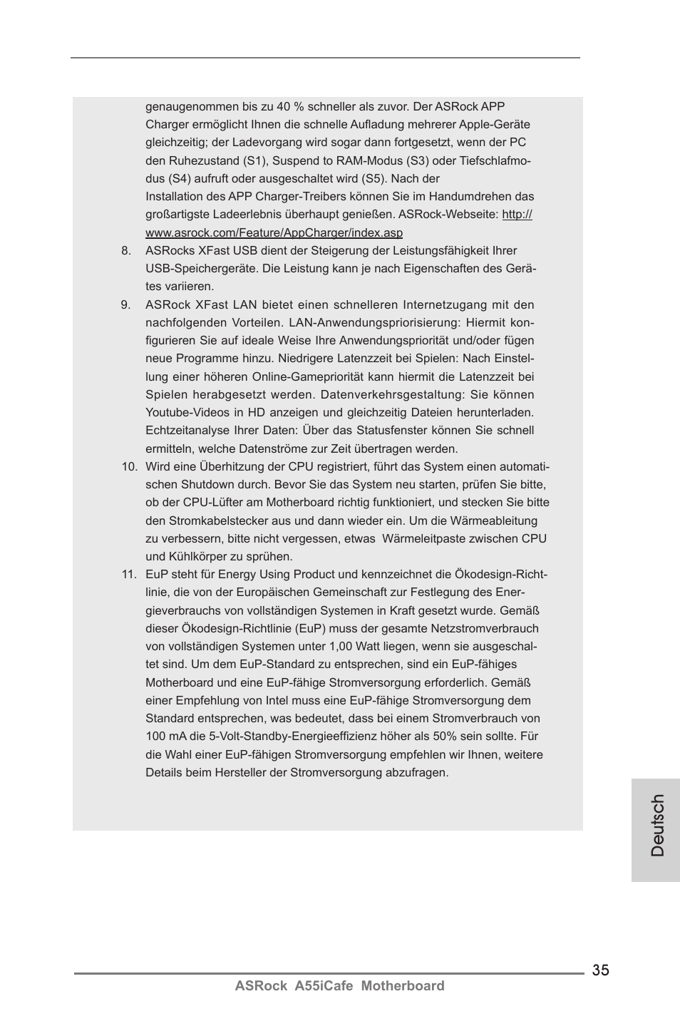 Deutsch | ASRock A55iCafe User Manual | Page 35 / 115