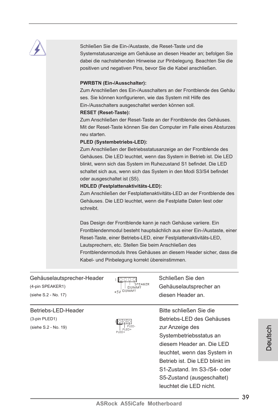 Deutsch | ASRock A55iCafe User Manual | Page 39 / 115