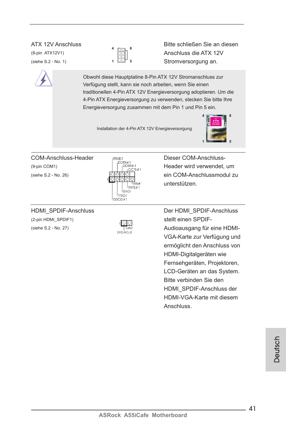 Deutsch | ASRock A55iCafe User Manual | Page 41 / 115
