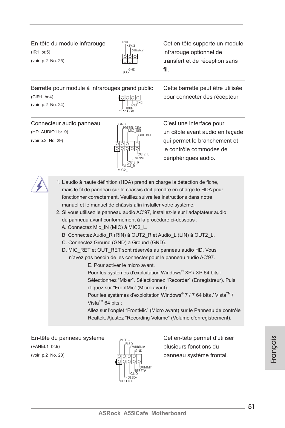 Français | ASRock A55iCafe User Manual | Page 51 / 115