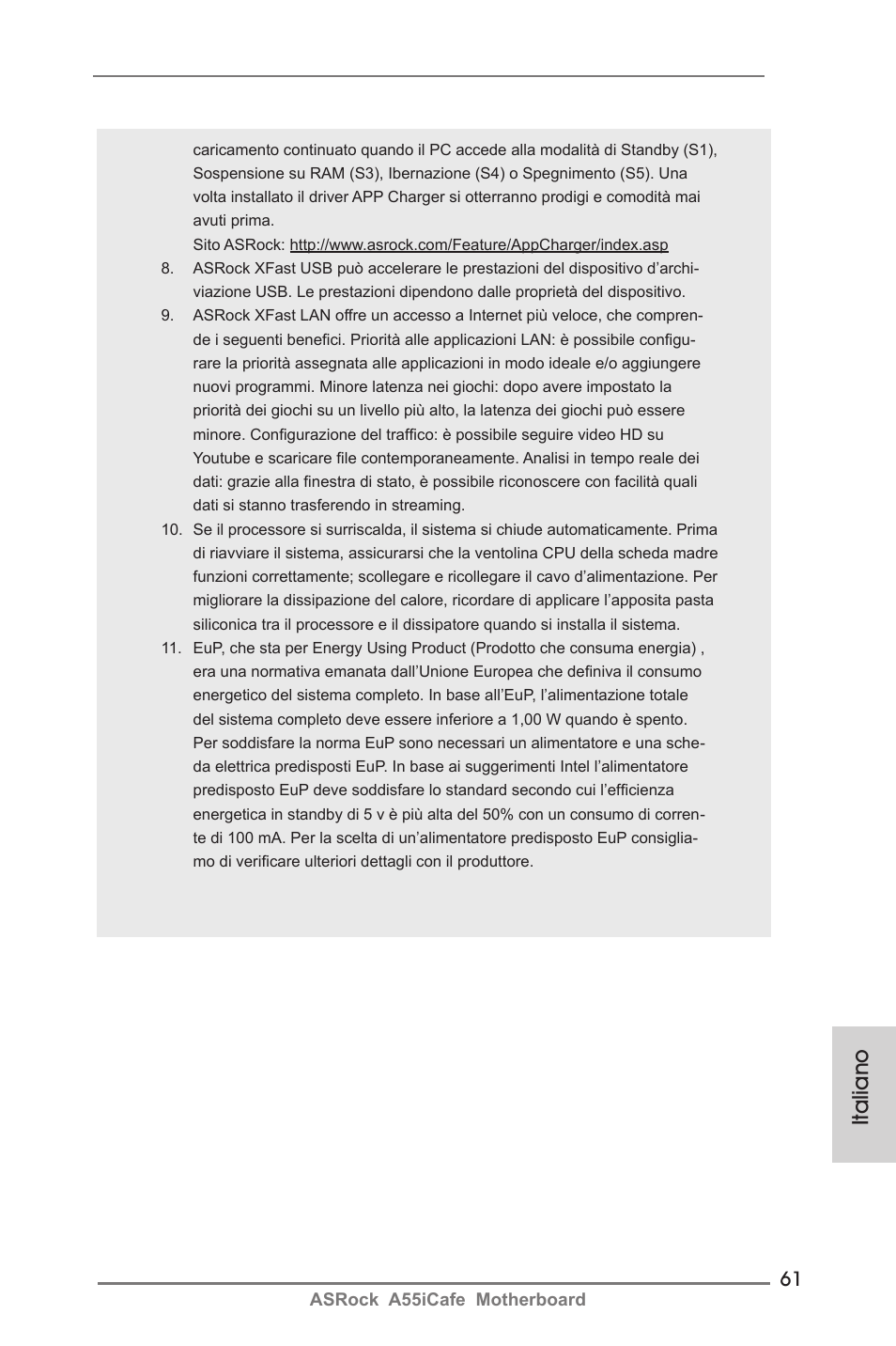 Italiano | ASRock A55iCafe User Manual | Page 61 / 115