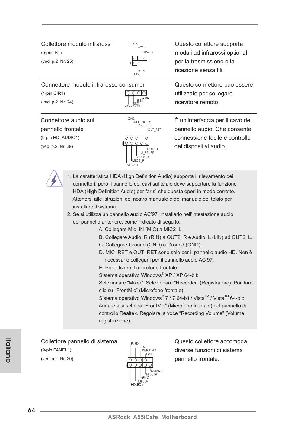Italiano | ASRock A55iCafe User Manual | Page 64 / 115