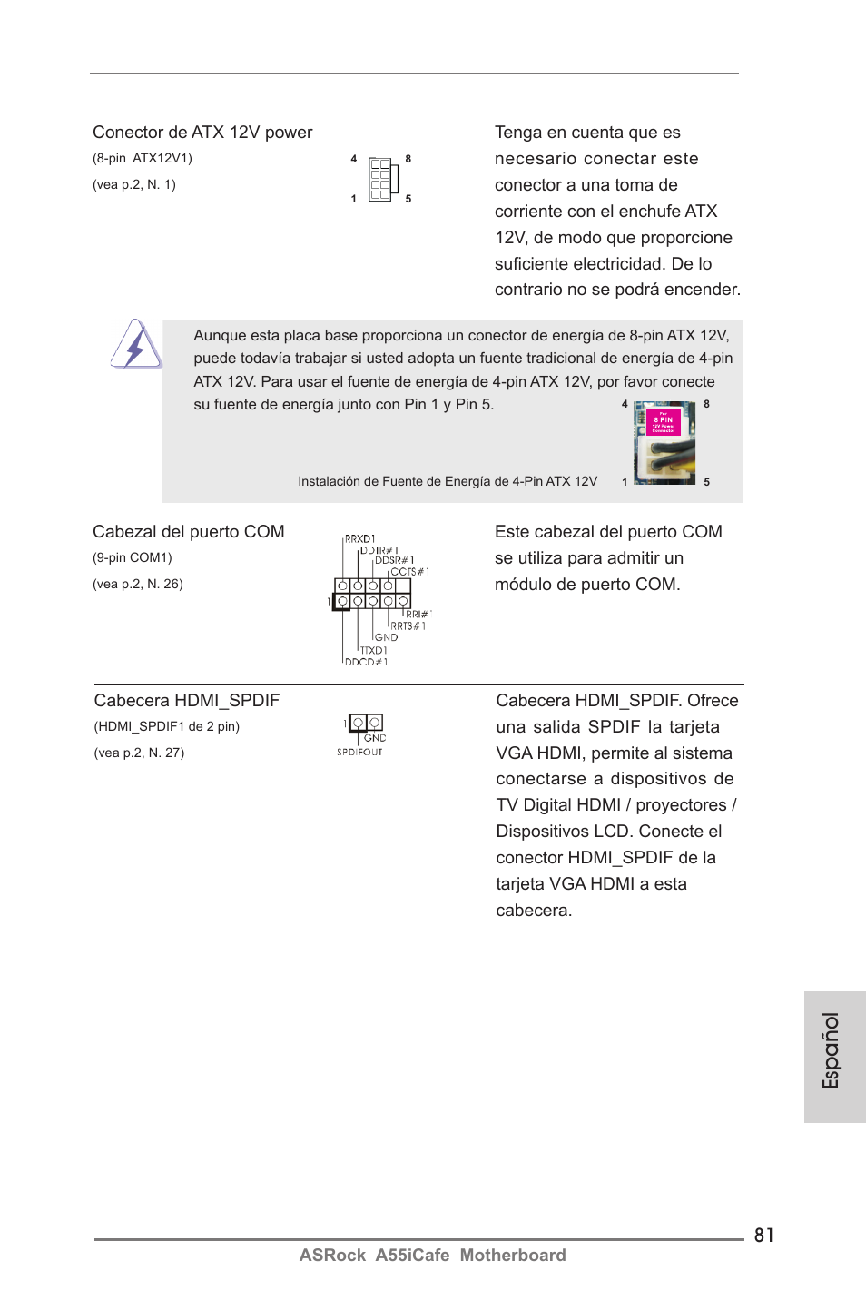 Español | ASRock A55iCafe User Manual | Page 81 / 115