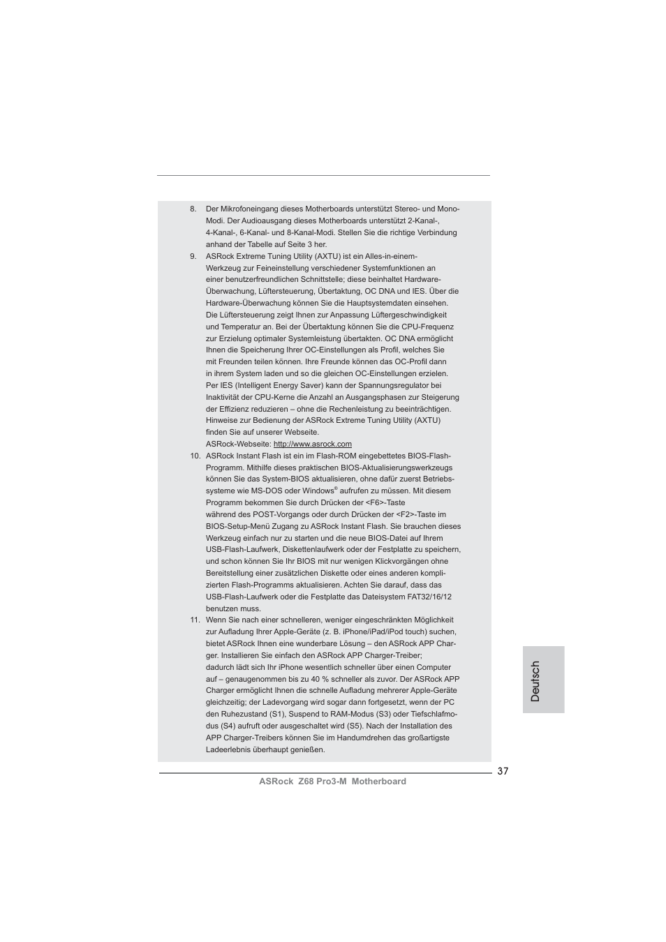 Deutsch | ASRock Z68 Pro3-M User Manual | Page 37 / 256