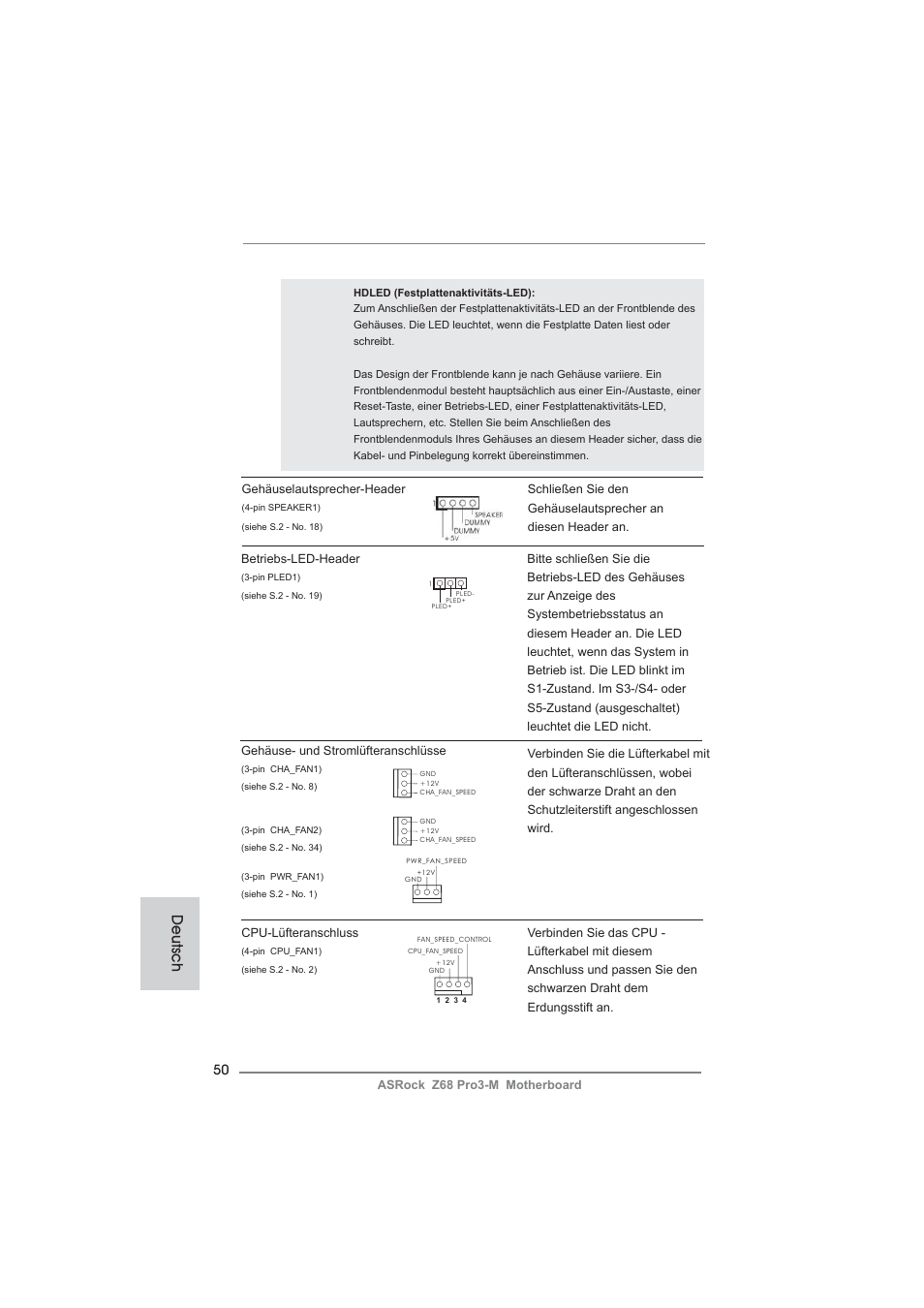 Deutsch | ASRock Z68 Pro3-M User Manual | Page 50 / 256