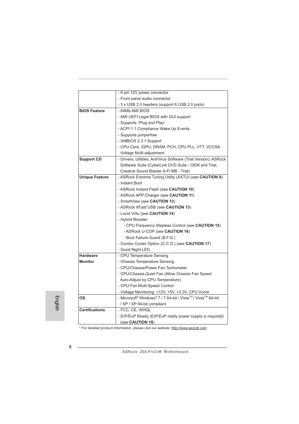 English | ASRock Z68 Pro3-M User Manual | Page 8 / 256