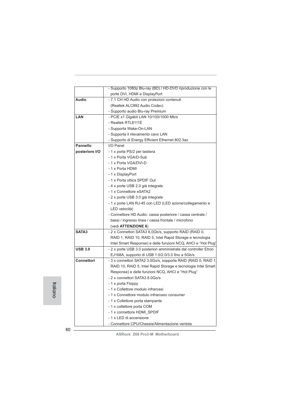 Italiano | ASRock Z68 Pro3-M User Manual | Page 80 / 256