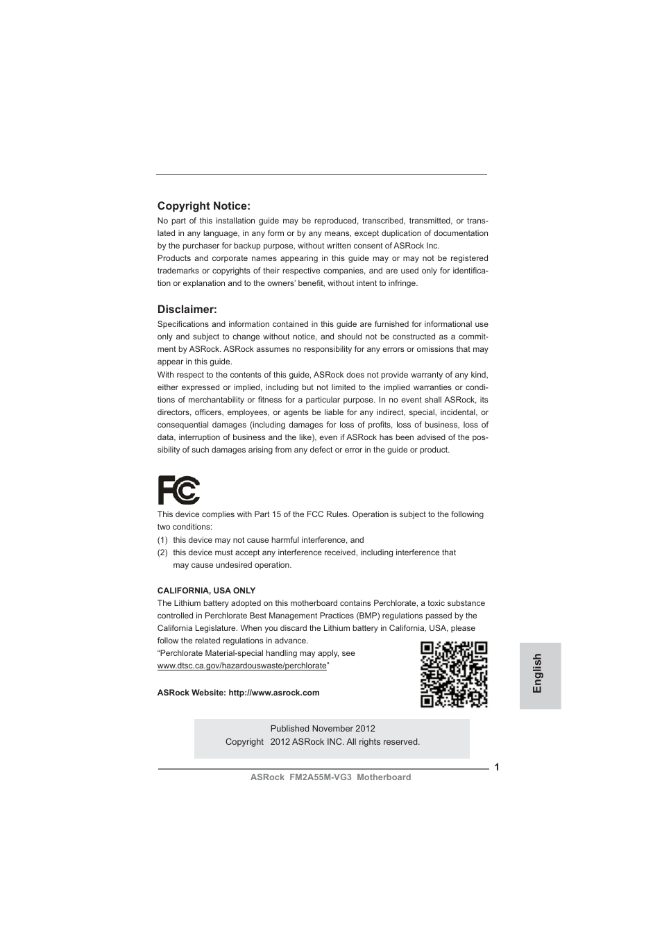 ASRock FM2A55M-VG3 User Manual | 46 pages