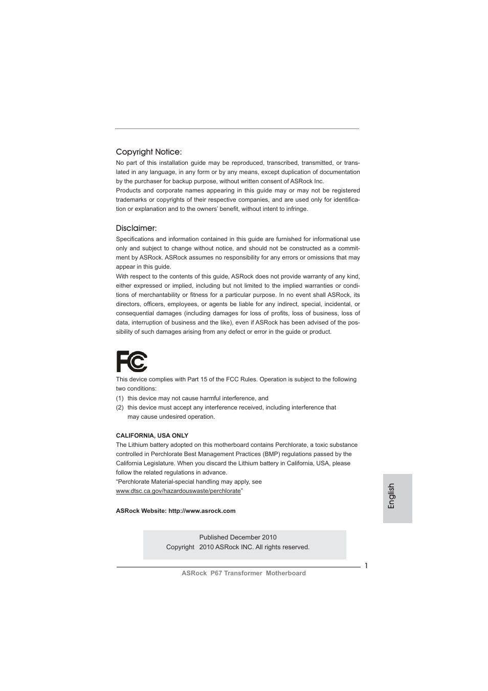 ASRock P67 Transformer User Manual | 266 pages