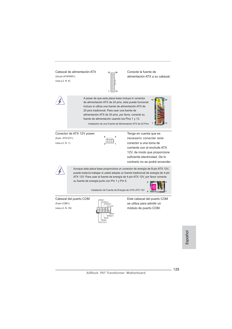 Español | ASRock P67 Transformer User Manual | Page 125 / 266