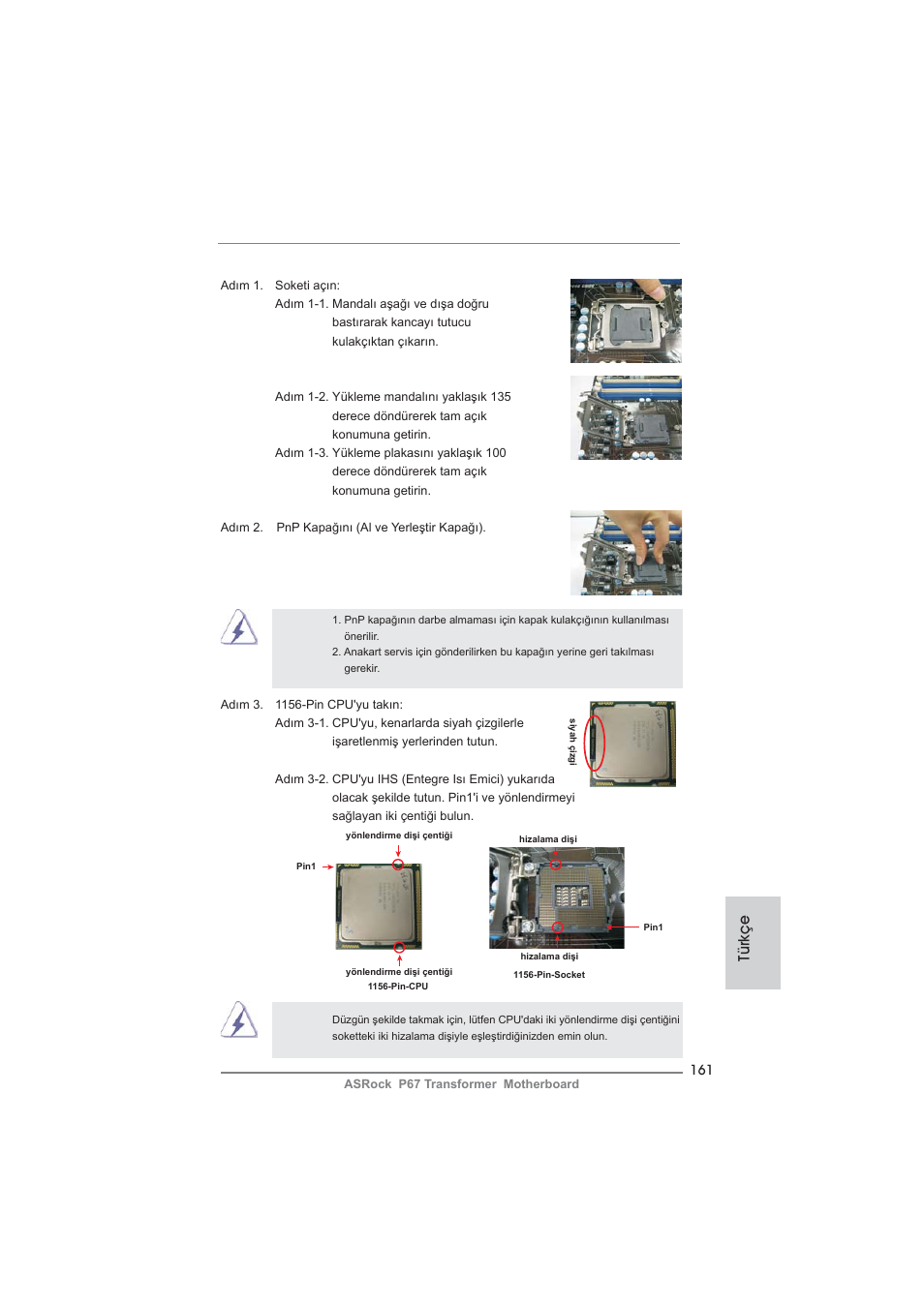 Türkçe | ASRock P67 Transformer User Manual | Page 161 / 266