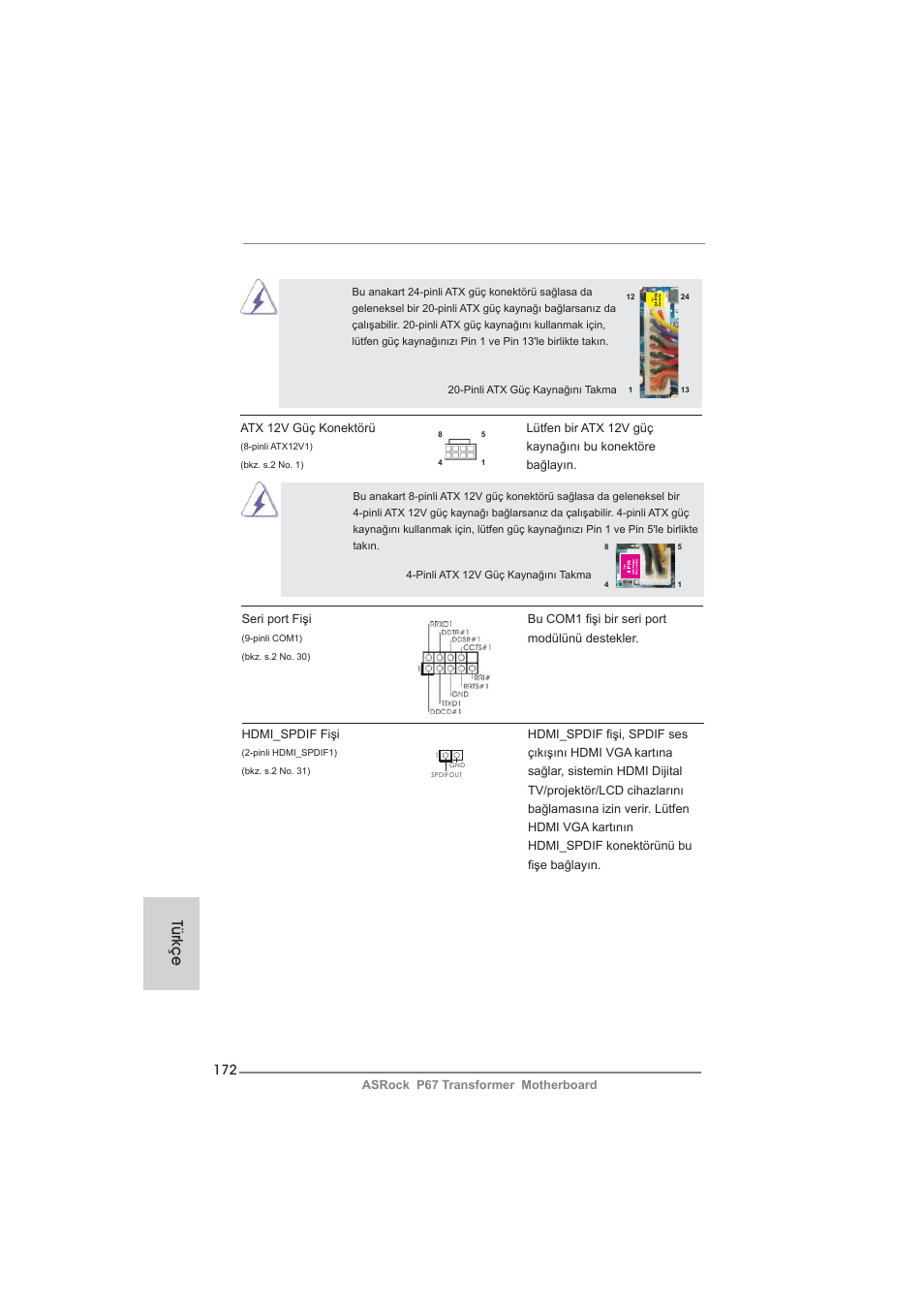 Türkçe | ASRock P67 Transformer User Manual | Page 172 / 266