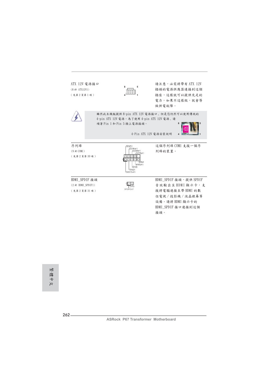 繁體中文 | ASRock P67 Transformer User Manual | Page 262 / 266