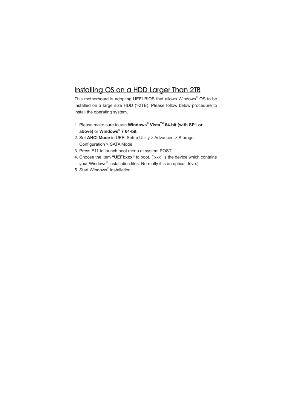 Installing os on a hdd larger than 2tb | ASRock P67 Transformer User Manual | Page 266 / 266