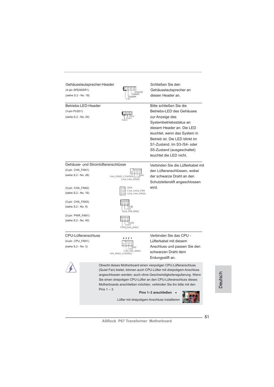 Deutsch | ASRock P67 Transformer User Manual | Page 51 / 266