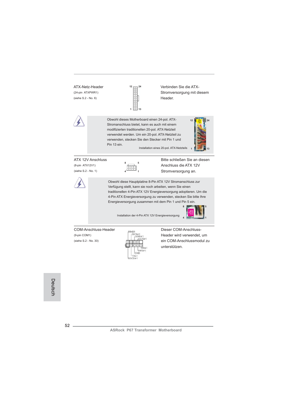 Deutsch | ASRock P67 Transformer User Manual | Page 52 / 266