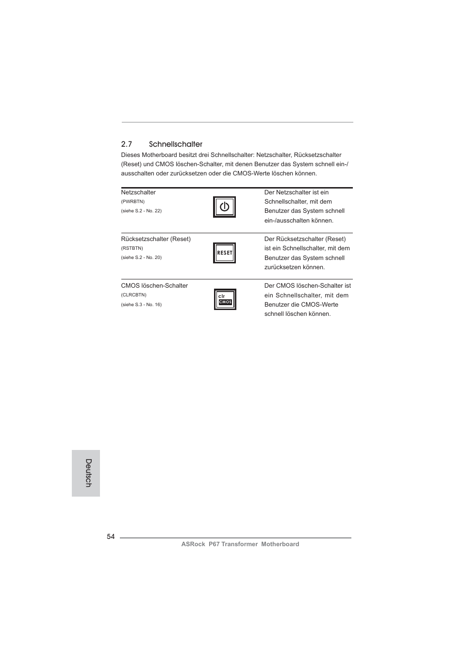 7 schnellschalter, Deutsch | ASRock P67 Transformer User Manual | Page 54 / 266