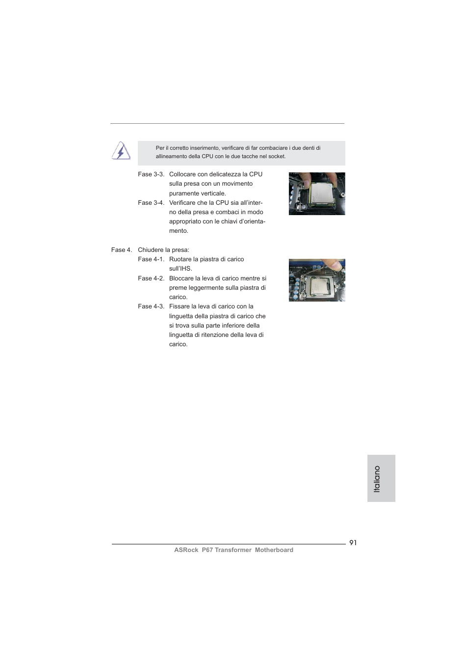 Italiano | ASRock P67 Transformer User Manual | Page 91 / 266