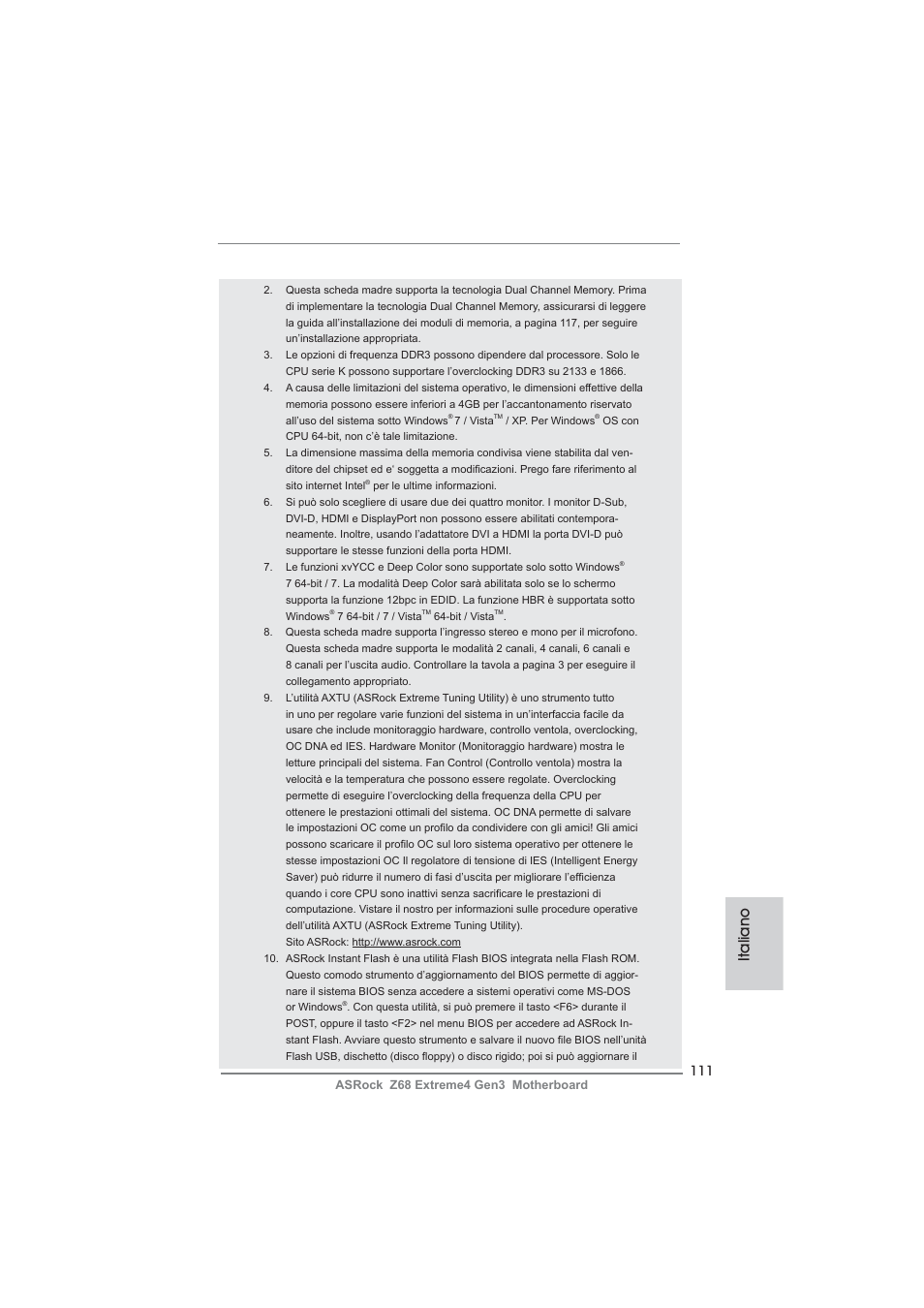 Italiano | ASRock Z68 Extreme4 Gen3 User Manual | Page 111 / 322