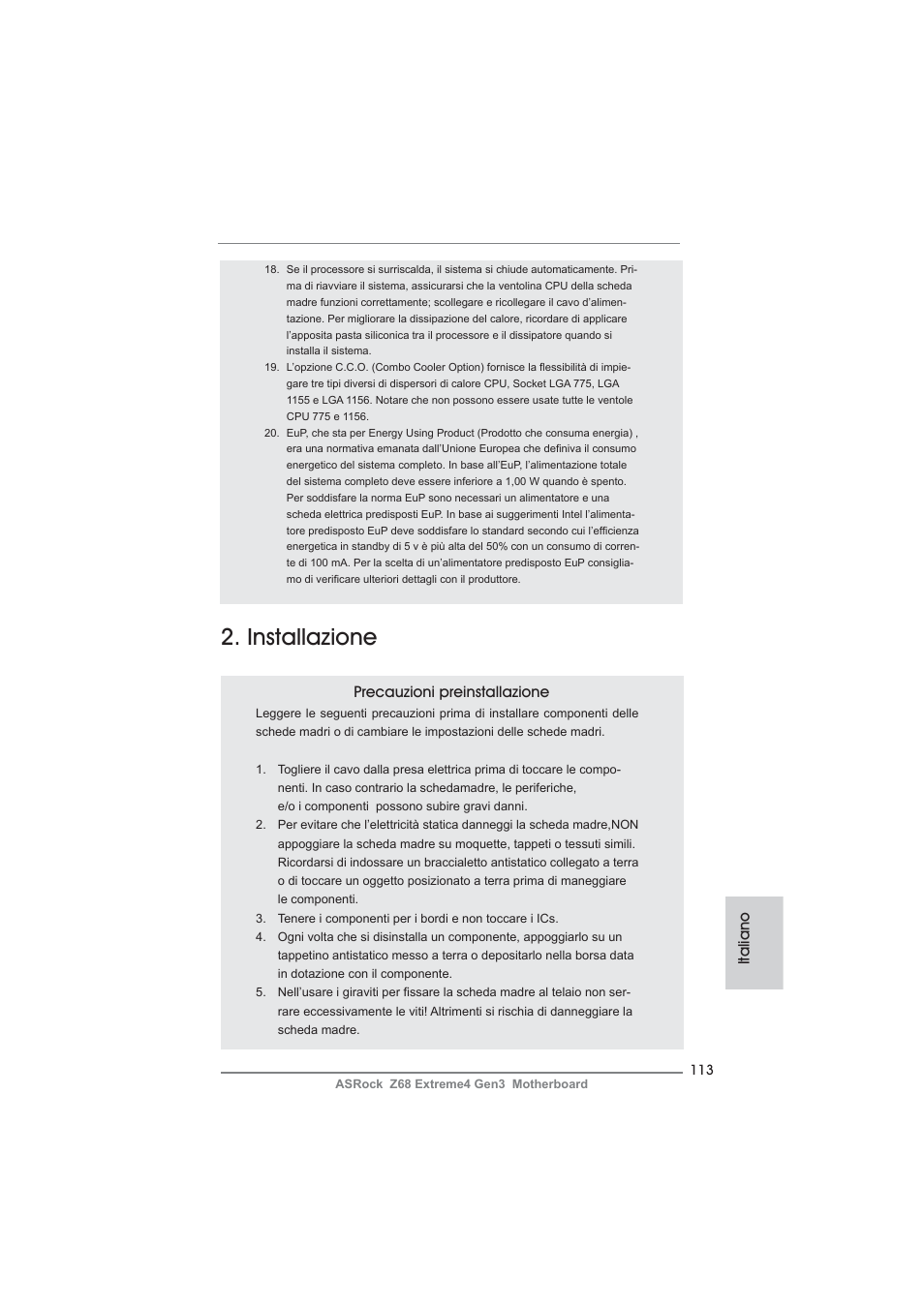 Installazione | ASRock Z68 Extreme4 Gen3 User Manual | Page 113 / 322
