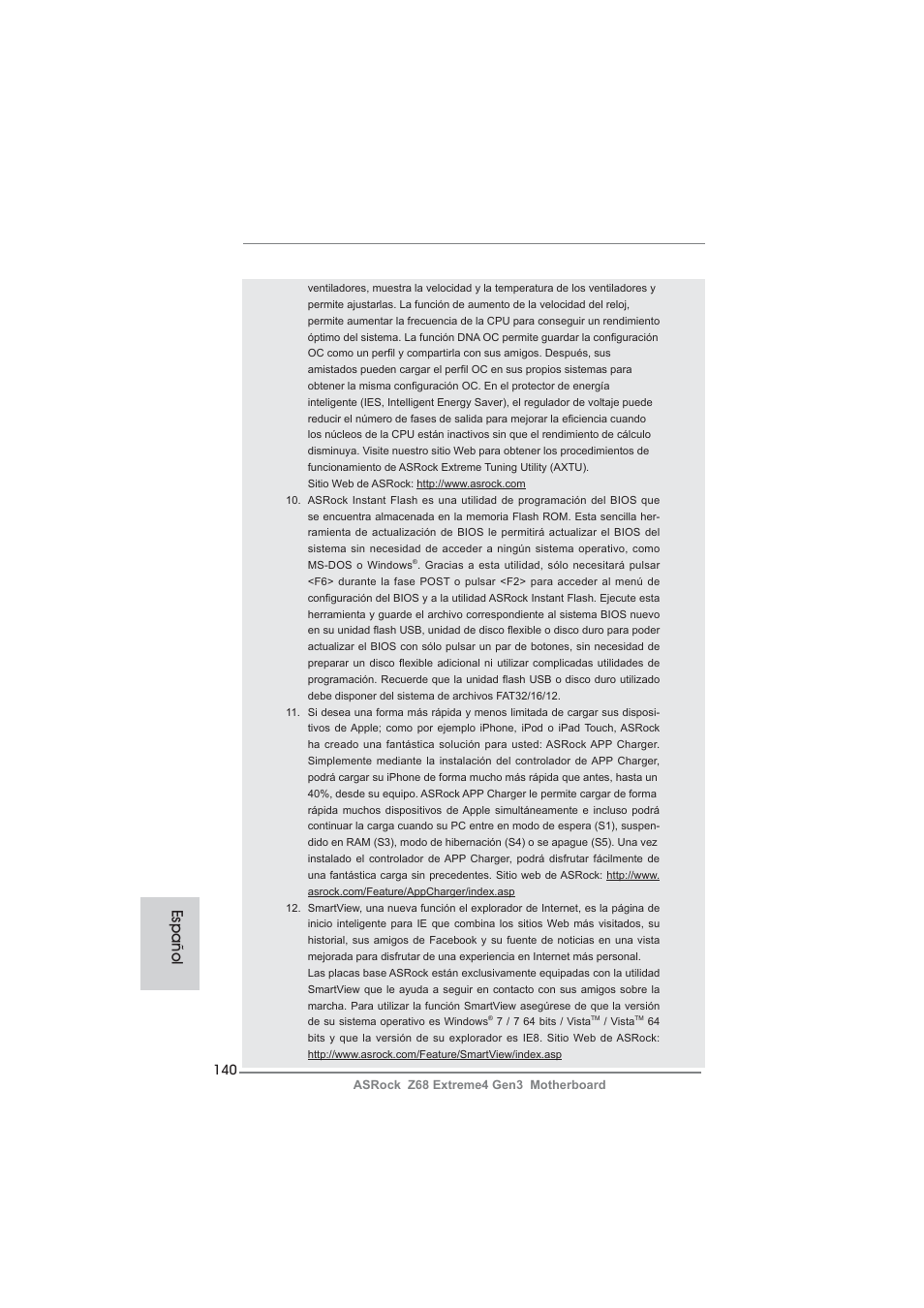 Español | ASRock Z68 Extreme4 Gen3 User Manual | Page 140 / 322