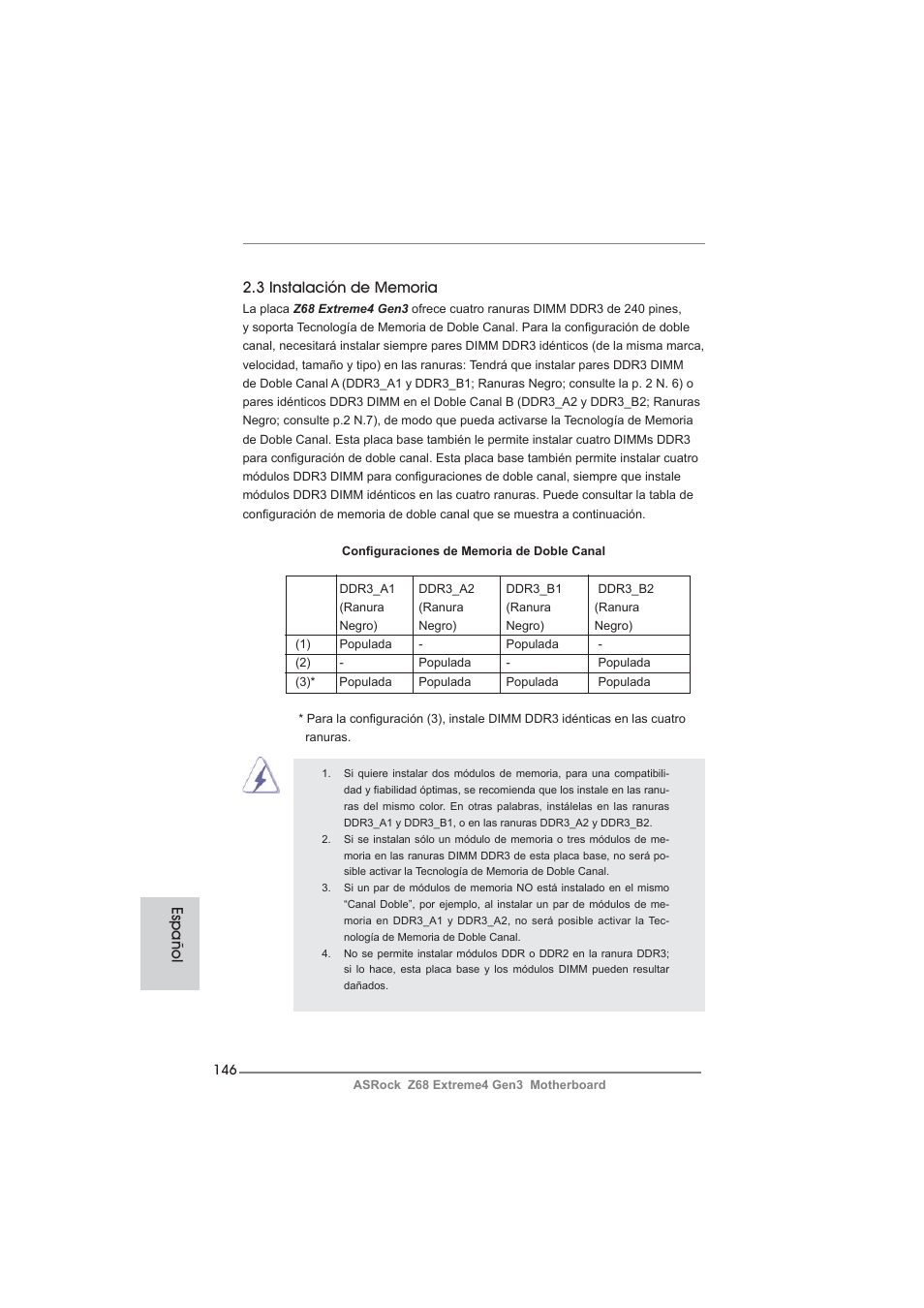 Español | ASRock Z68 Extreme4 Gen3 User Manual | Page 146 / 322