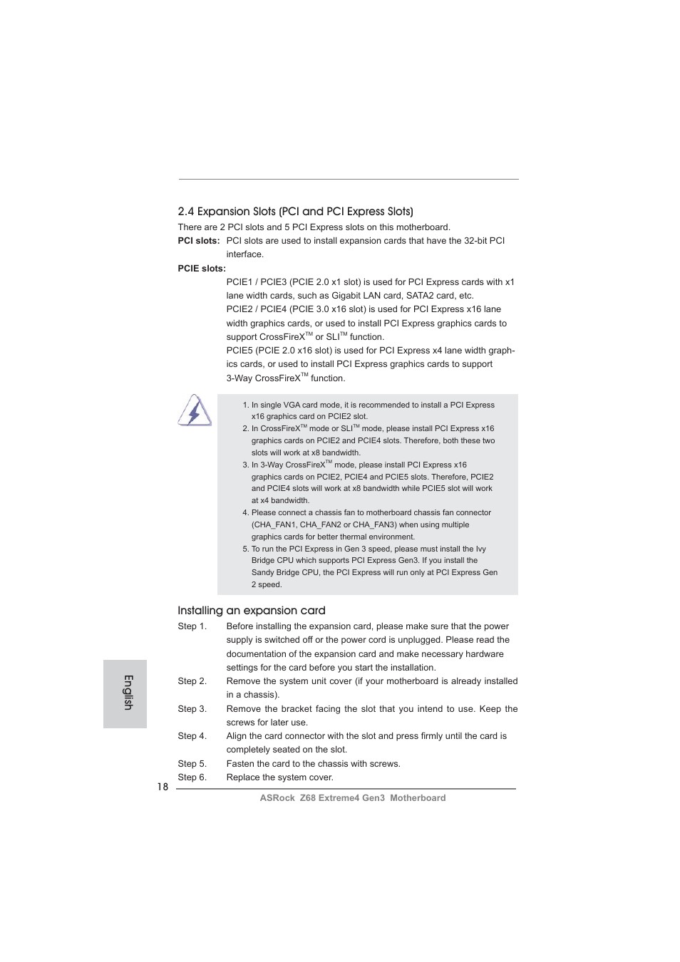 Installing an expansion card | ASRock Z68 Extreme4 Gen3 User Manual | Page 18 / 322