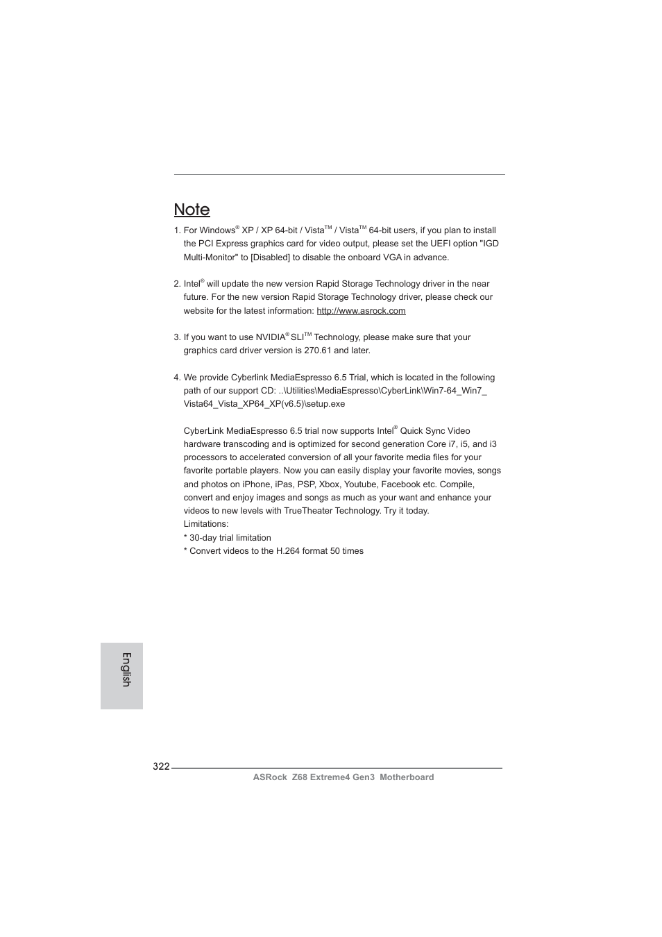English | ASRock Z68 Extreme4 Gen3 User Manual | Page 322 / 322