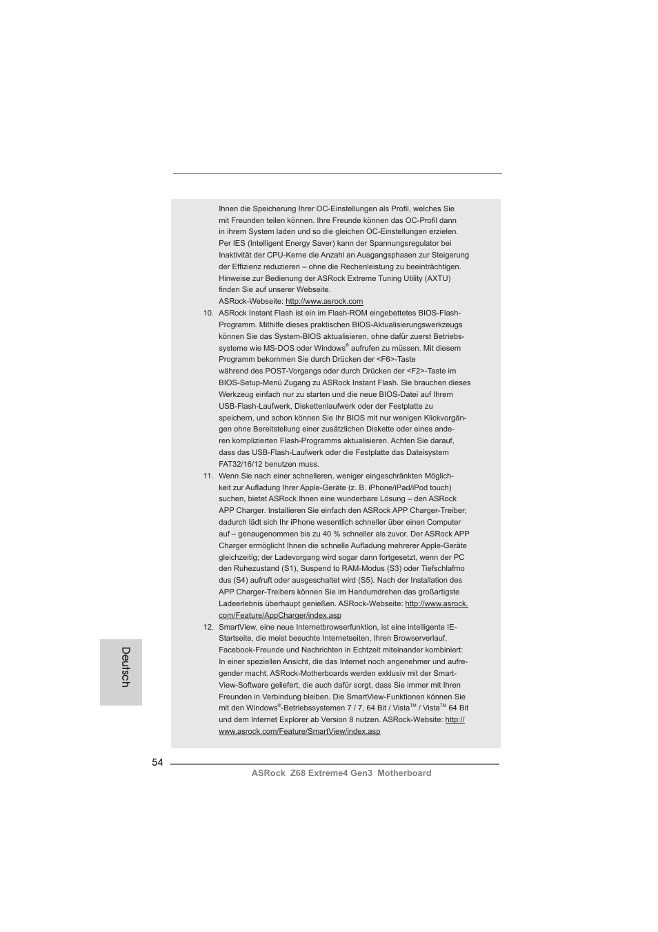 Deutsch | ASRock Z68 Extreme4 Gen3 User Manual | Page 54 / 322